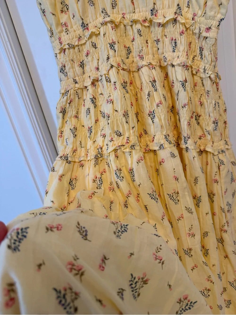 Abercrombie Bra-Free Smocked Drop-Waist Maxi Dress yellow